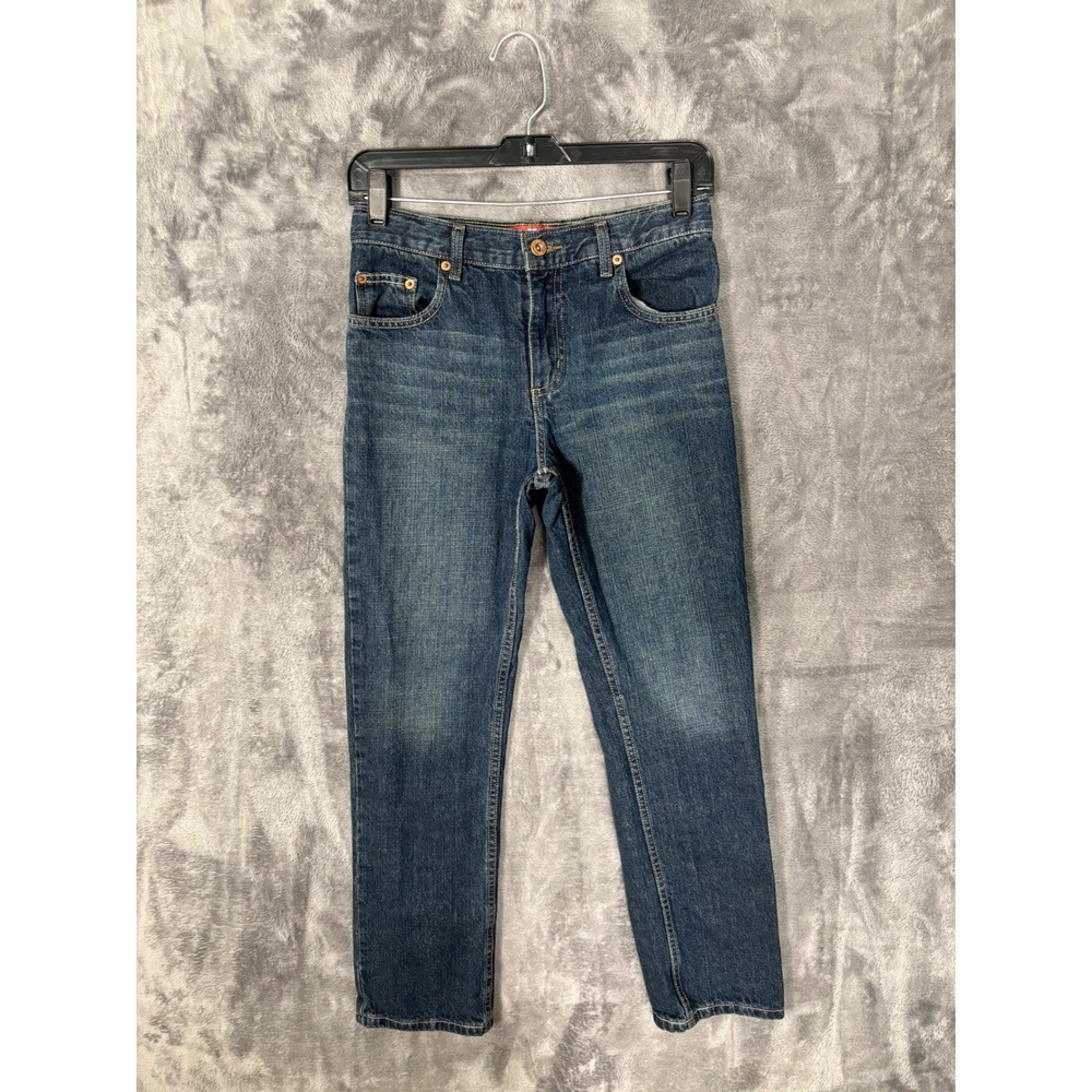 Mens Straight Leg Jeans Medium Wash Blue Denim Five Pocket Style 27x27